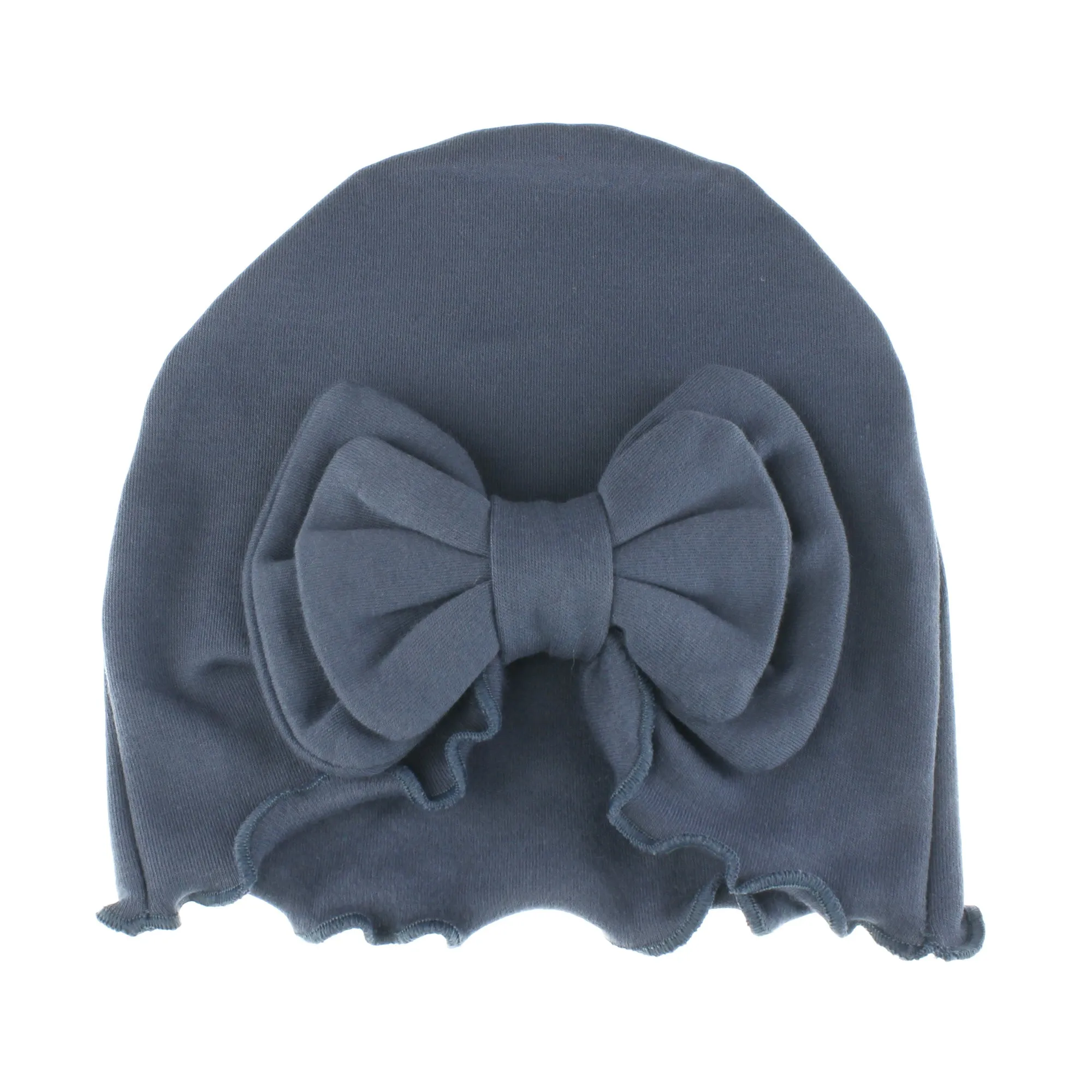 Baby Vintage Ruffle Bow Cotton Beanie Hat