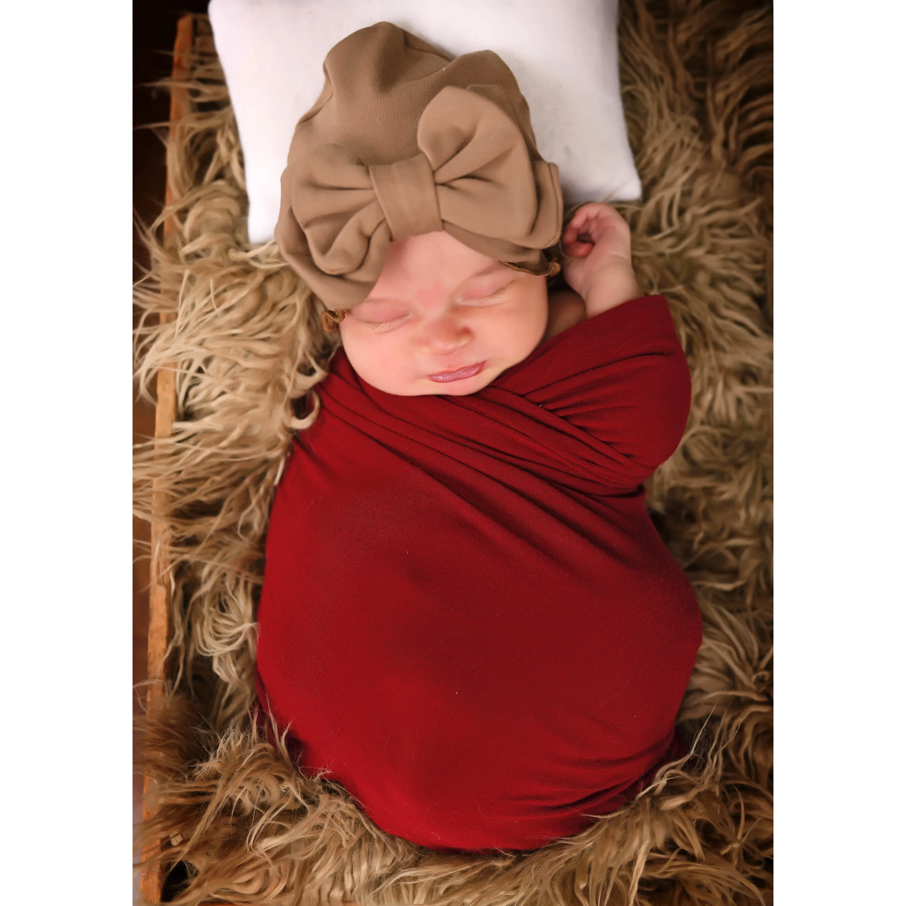 Baby Vintage Ruffle Bow Cotton Beanie Hat