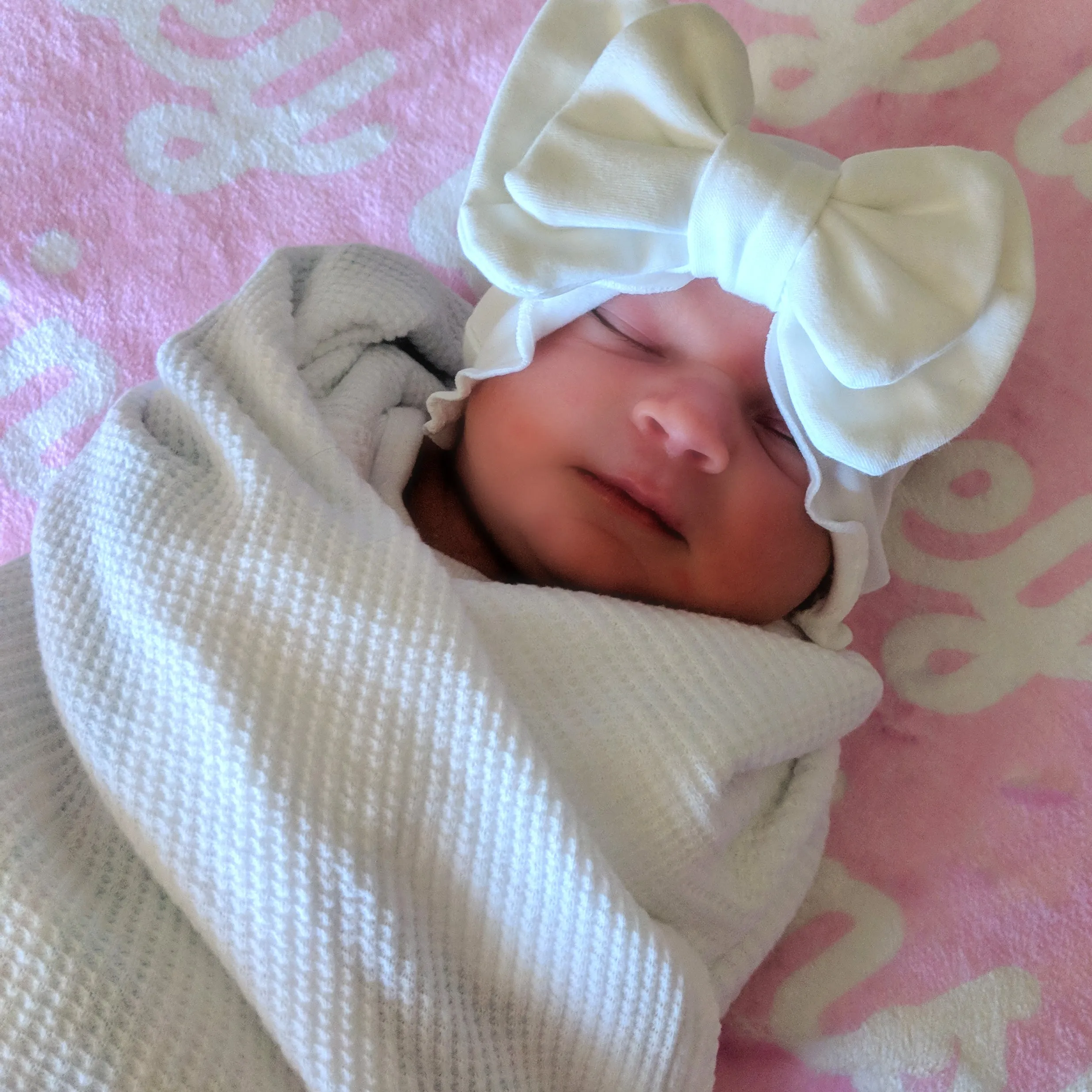 Baby Vintage Ruffle Bow Cotton Beanie Hat