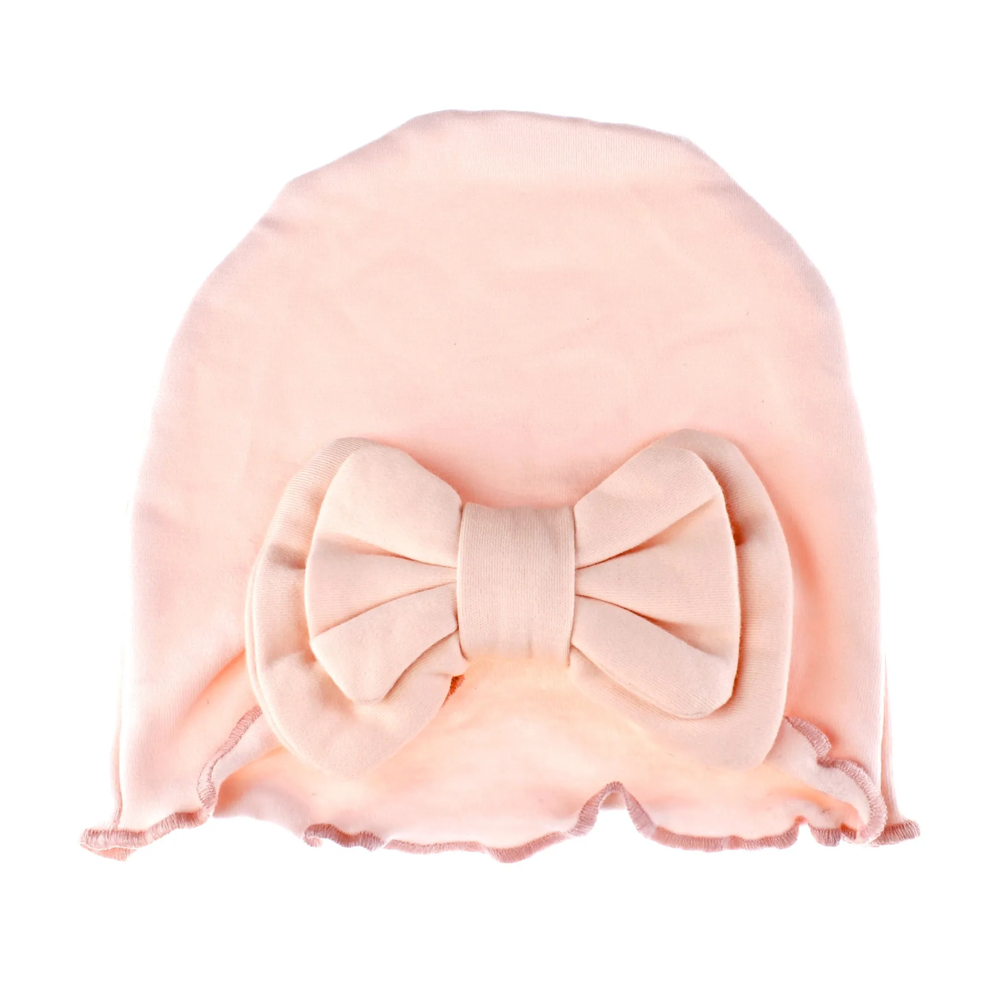 Baby Vintage Ruffle Bow Cotton Beanie Hat