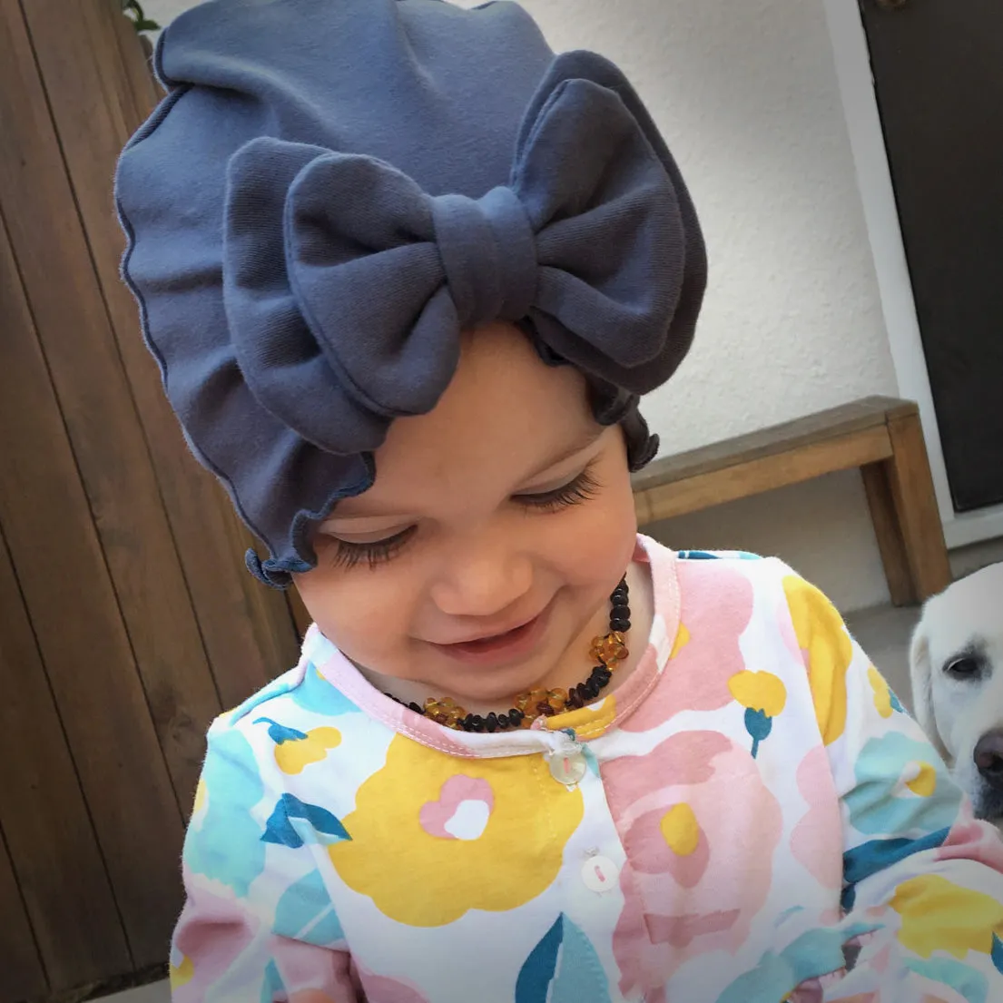 Baby Vintage Ruffle Bow Cotton Beanie Hat