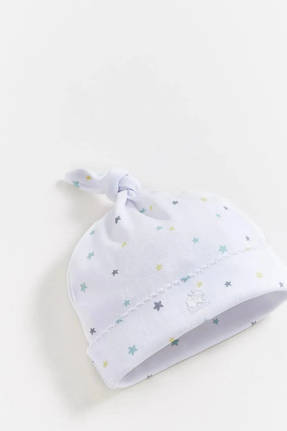 Babycottons Little Stars Knot Beanie - White/Grey