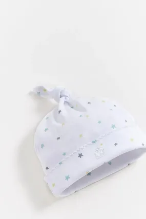 Babycottons Little Stars Knot Beanie - White/Grey