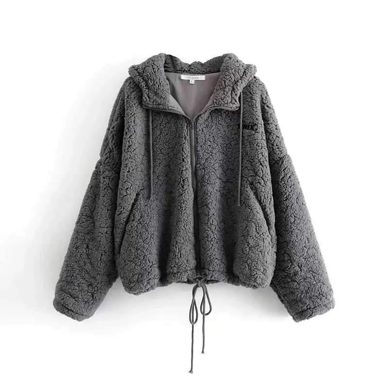 Bomber Fuzzy Warm Winter Jackets Hooded Teddy Coats