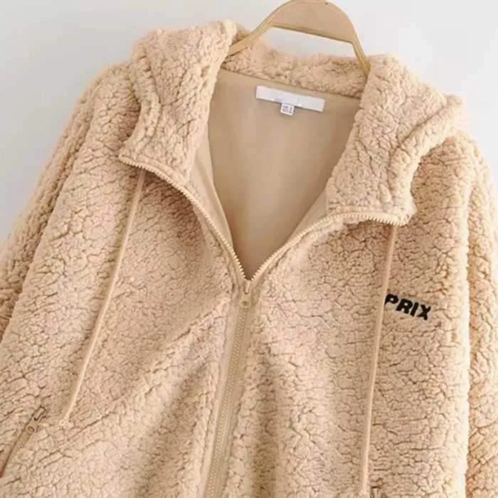 Bomber Fuzzy Warm Winter Jackets Hooded Teddy Coats