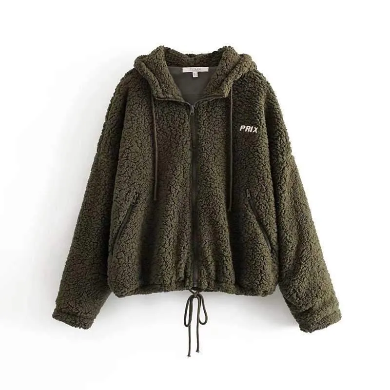 Bomber Fuzzy Warm Winter Jackets Hooded Teddy Coats