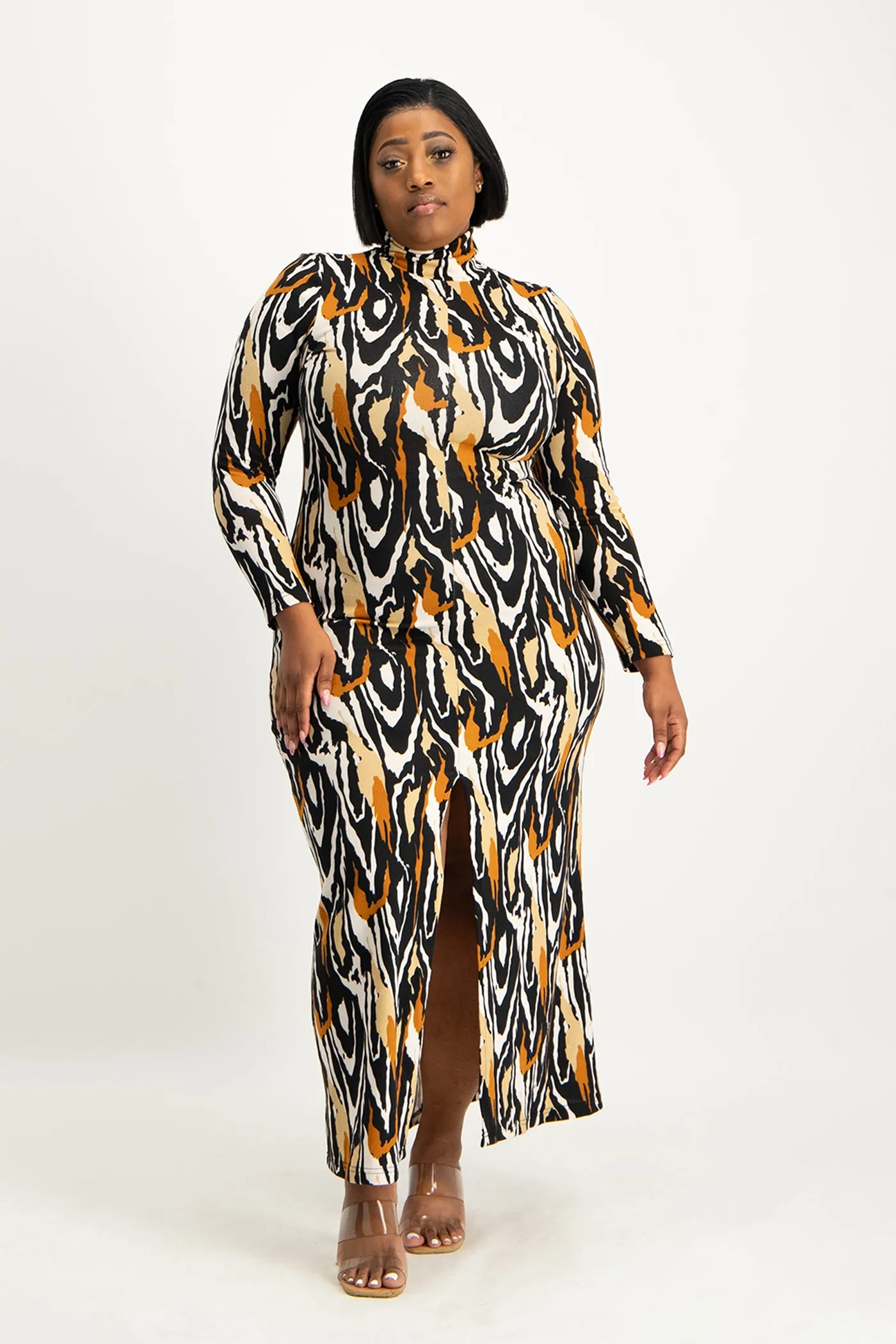 Catarina Printed Poloneck Dress