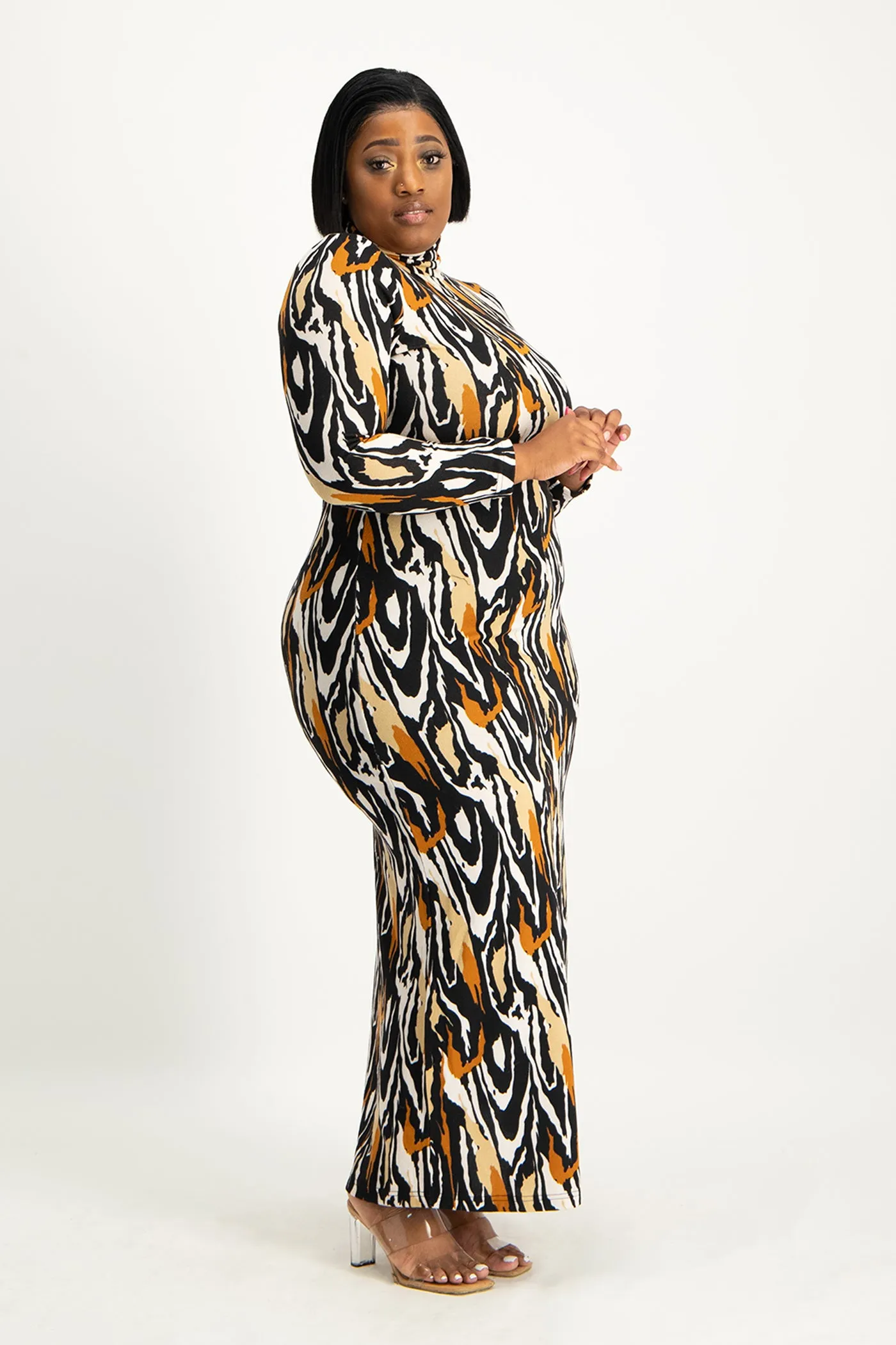 Catarina Printed Poloneck Dress