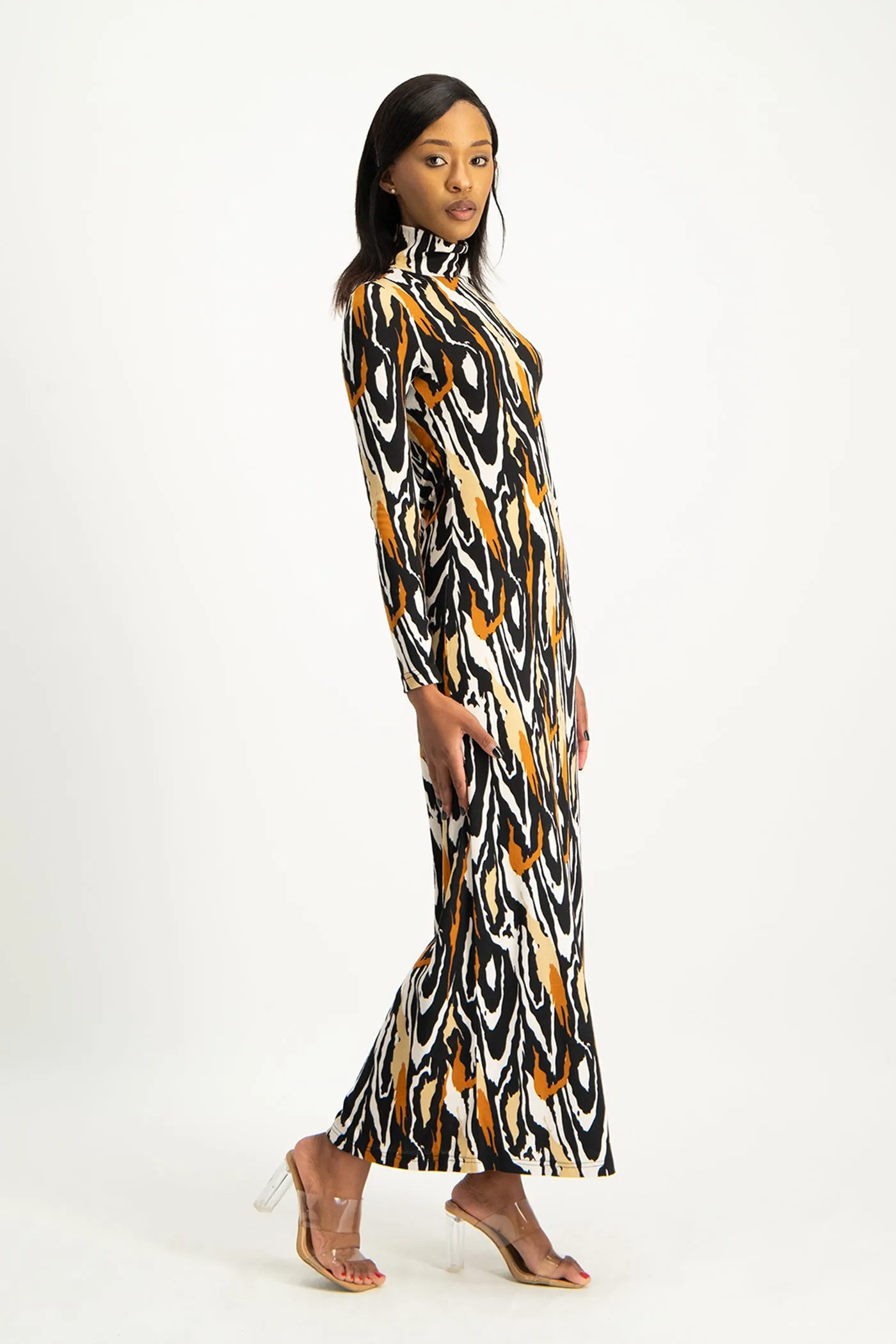Catarina Printed Poloneck Dress