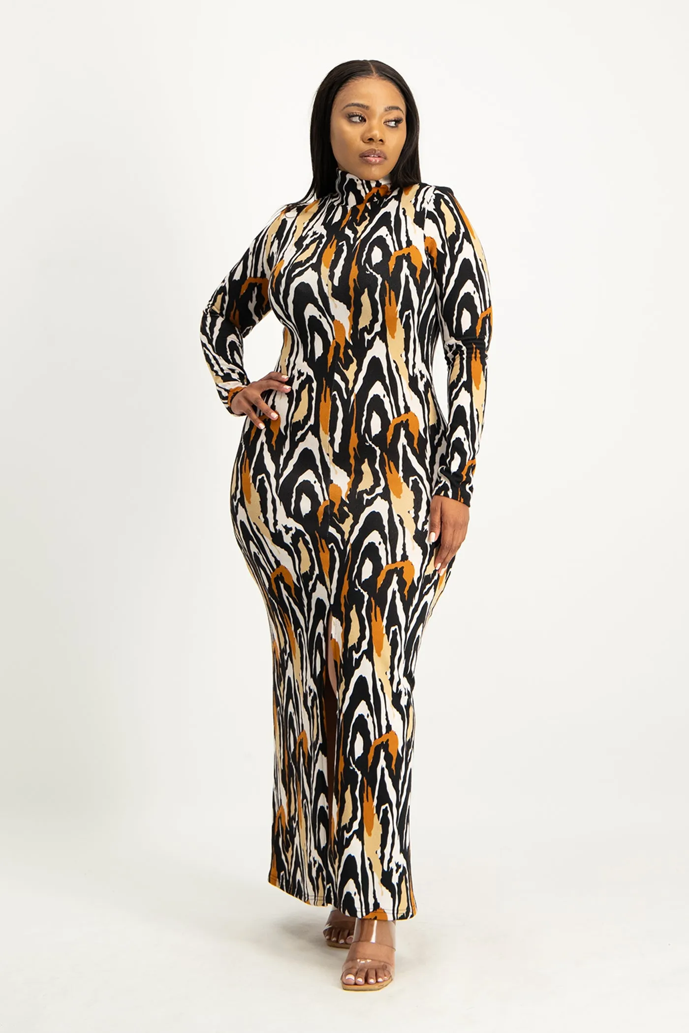 Catarina Printed Poloneck Dress