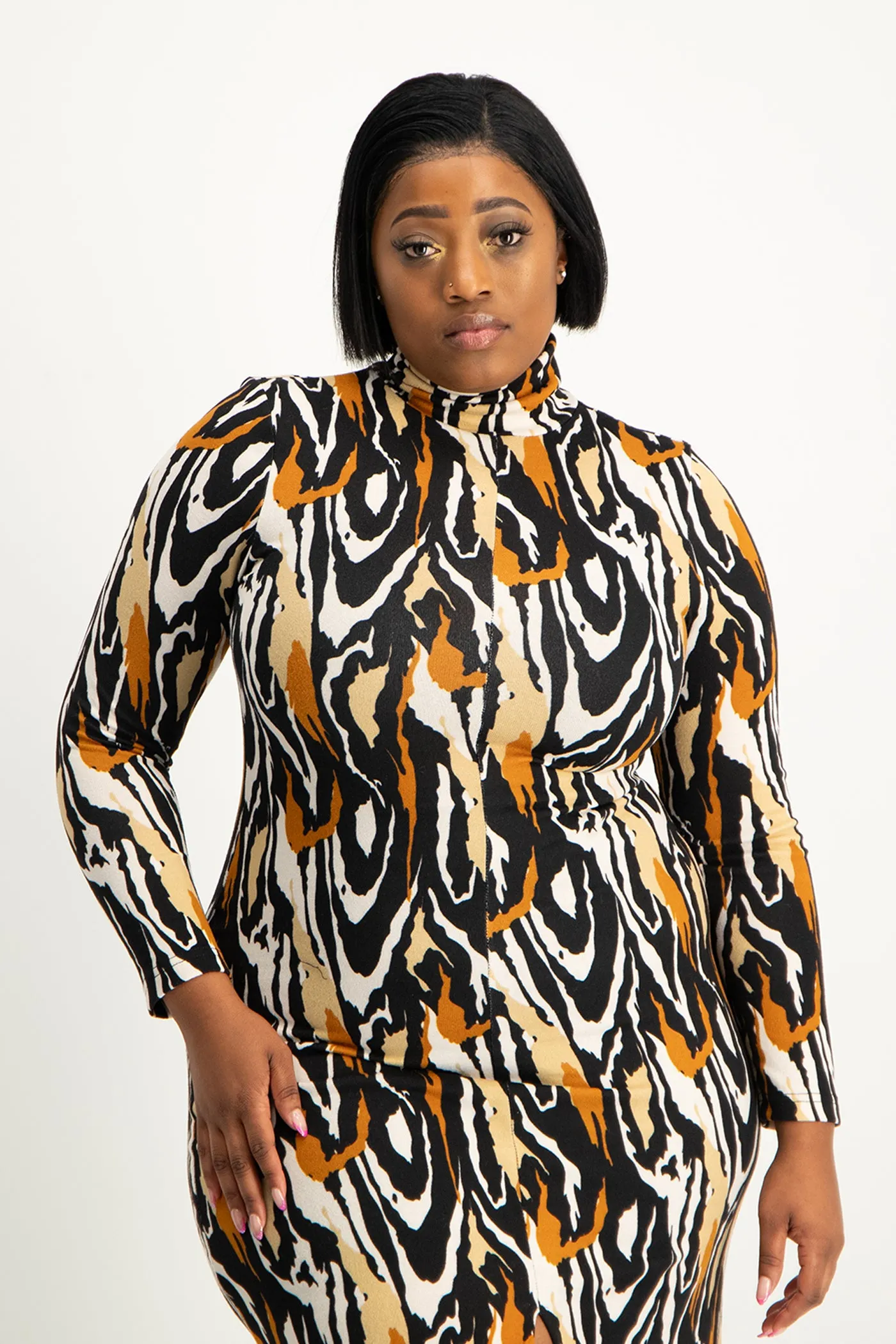 Catarina Printed Poloneck Dress