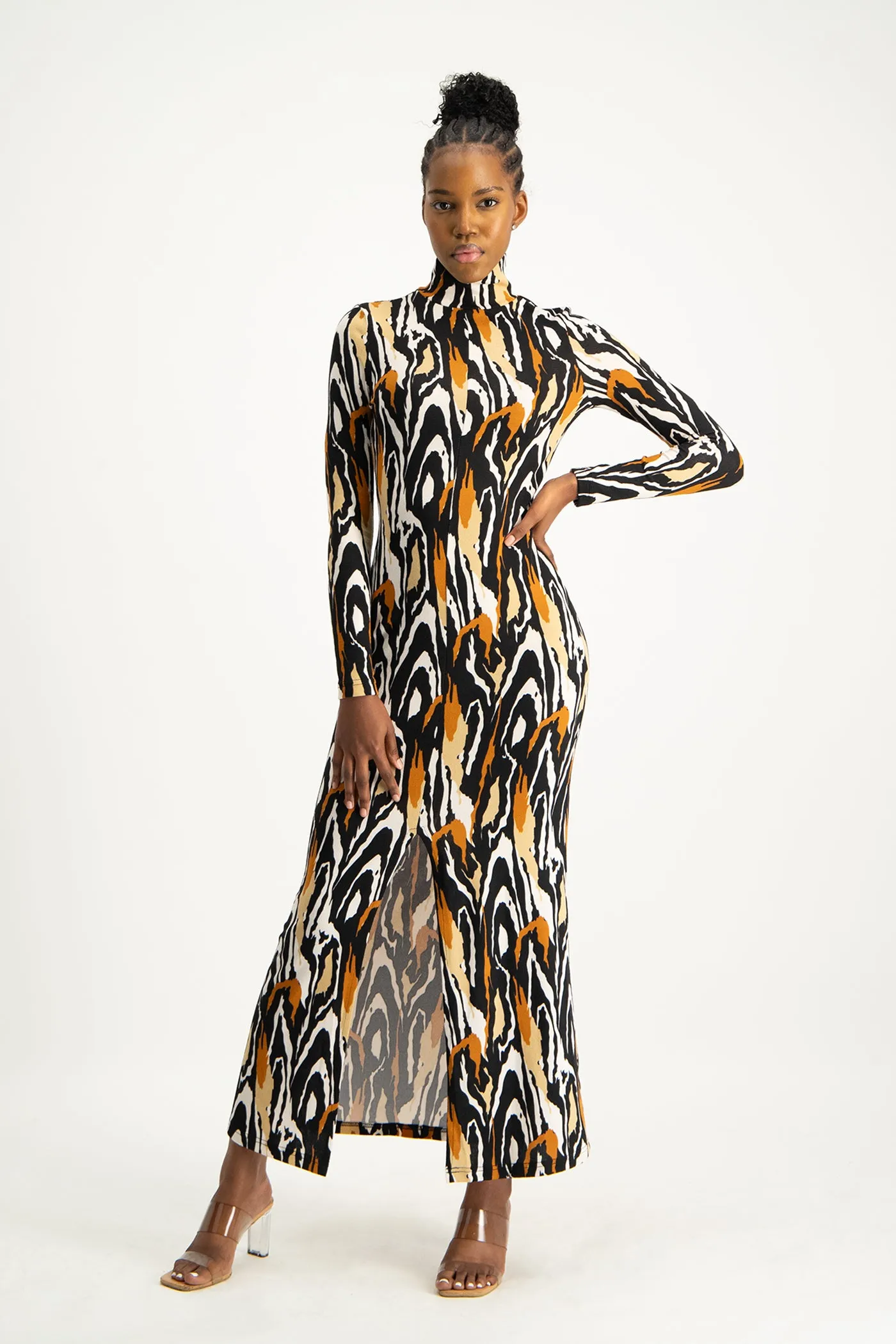 Catarina Printed Poloneck Dress