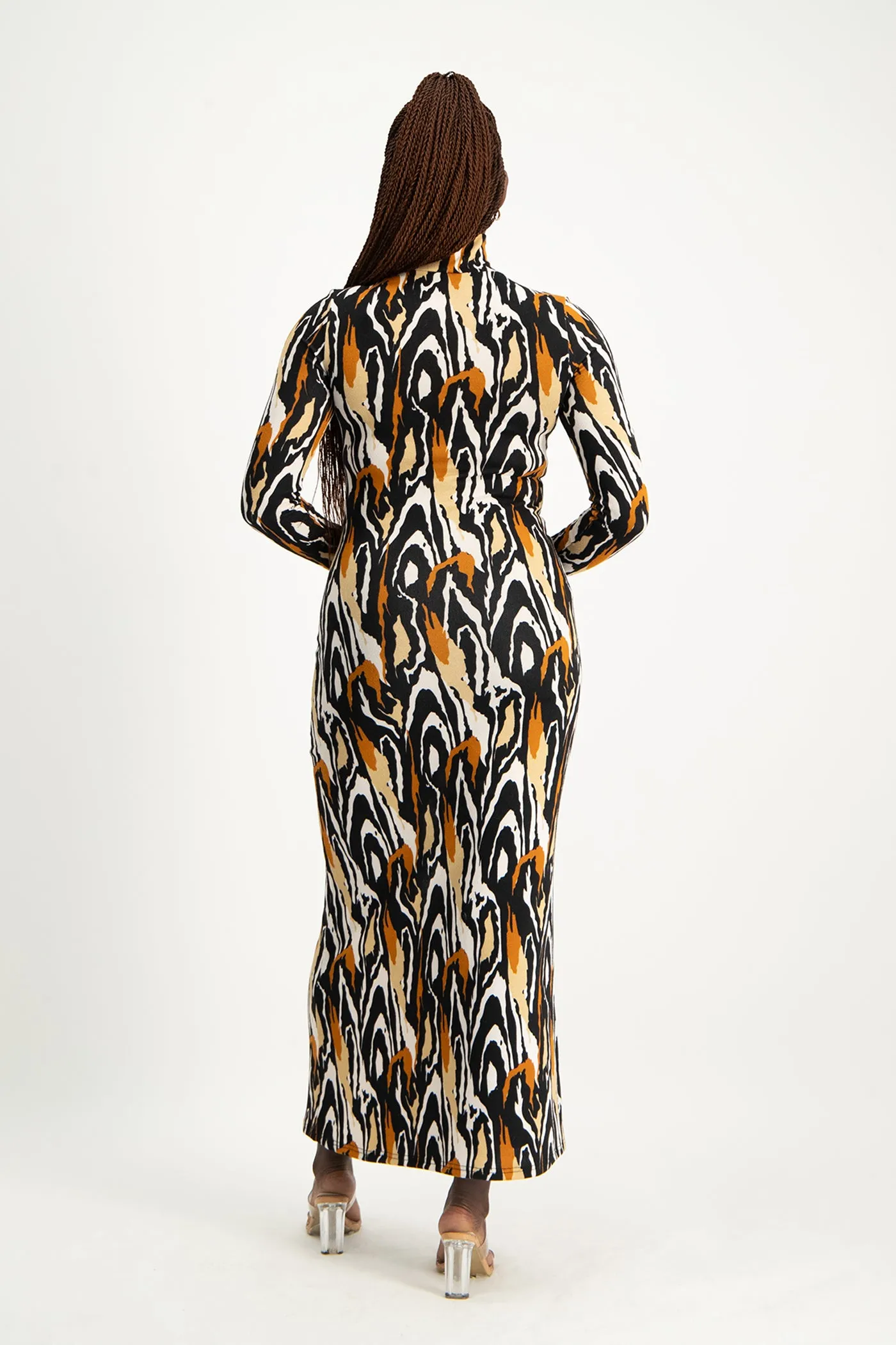 Catarina Printed Poloneck Dress