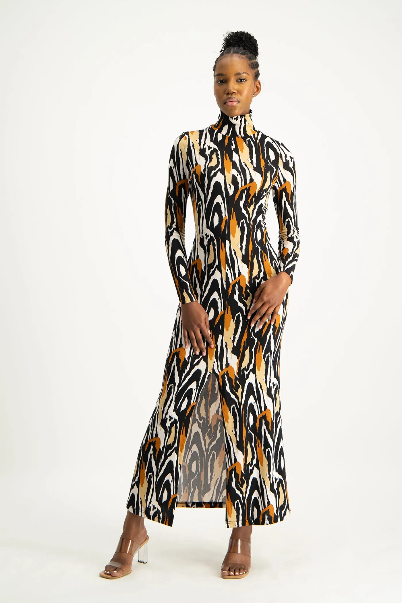 Catarina Printed Poloneck Dress