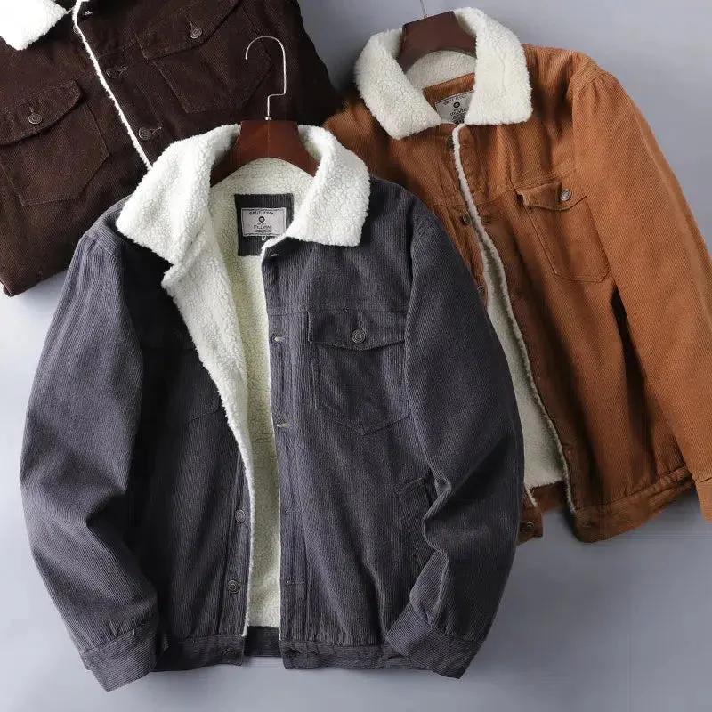 ChicMy-Fall Outfits -Autumn/Winter Coat Jacket INS Style Street Fashion Sherpa Washed Corduroy Jacket