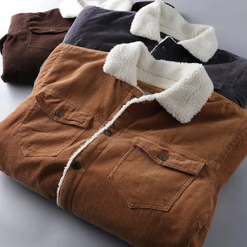 ChicMy-Fall Outfits -Autumn/Winter Coat Jacket INS Style Street Fashion Sherpa Washed Corduroy Jacket