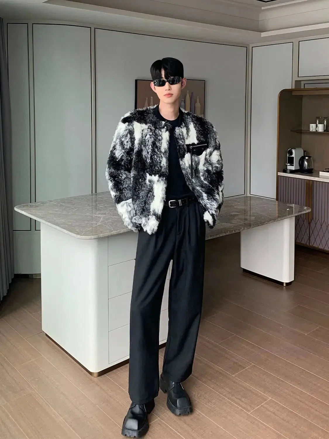 ChicMy-Fall Outfits -Autumn/Winter Coat Jacket INS Style Street Fashion Tie-dye Contrasting Sherpa Jacket