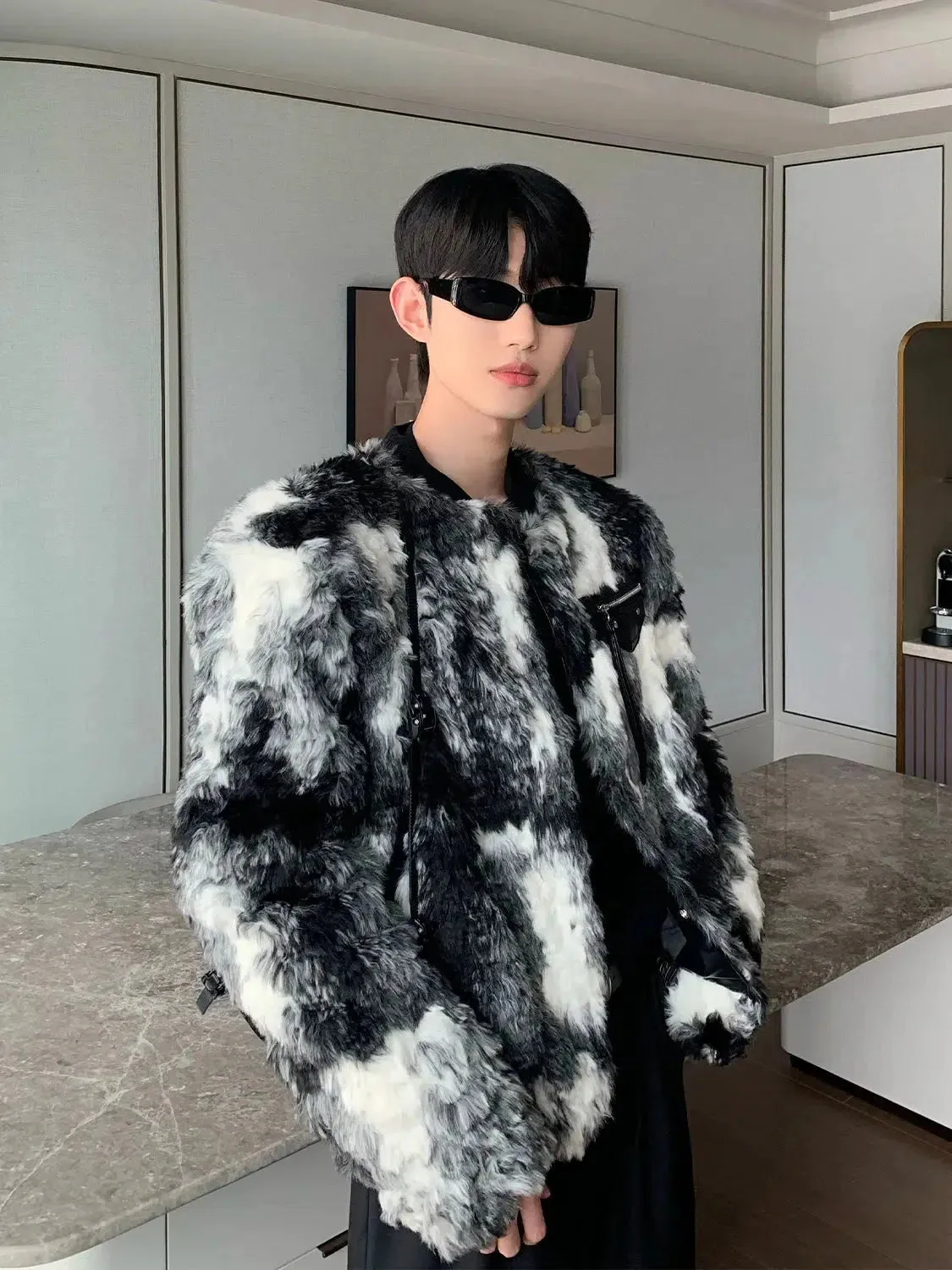 ChicMy-Fall Outfits -Autumn/Winter Coat Jacket INS Style Street Fashion Tie-dye Contrasting Sherpa Jacket