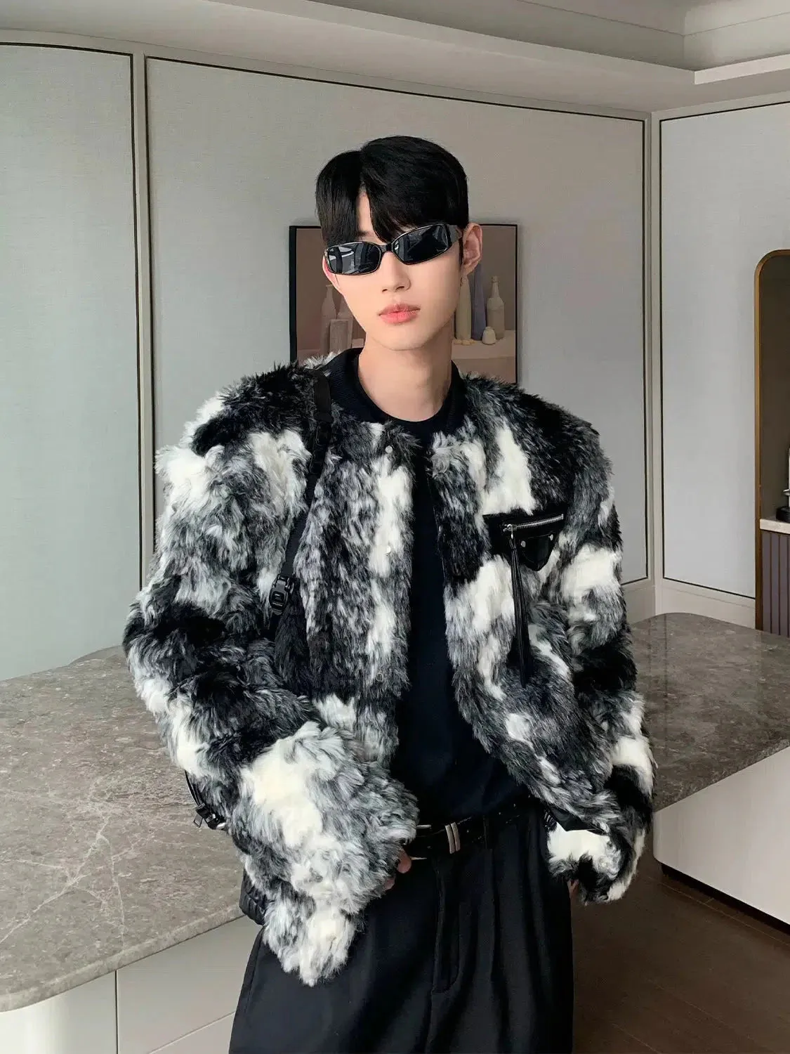 ChicMy-Fall Outfits -Autumn/Winter Coat Jacket INS Style Street Fashion Tie-dye Contrasting Sherpa Jacket