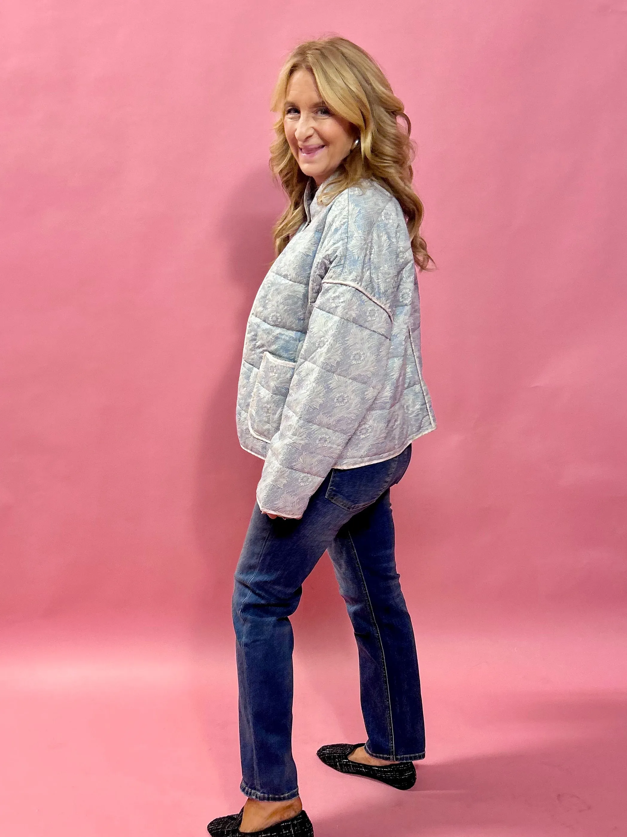 Chloe Quilted Jacket in Blue