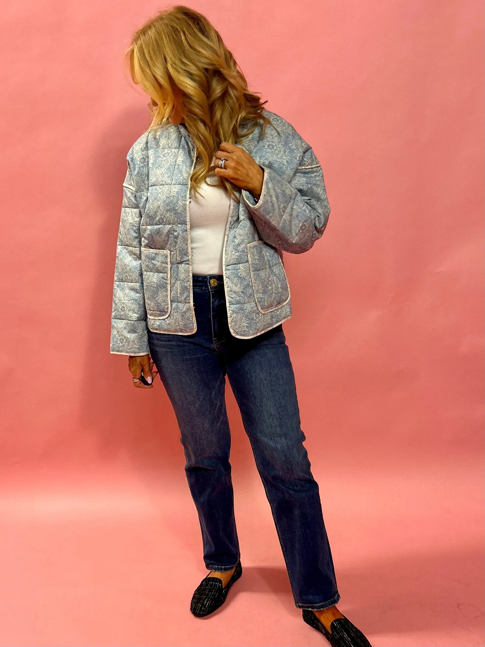 Chloe Quilted Jacket in Blue