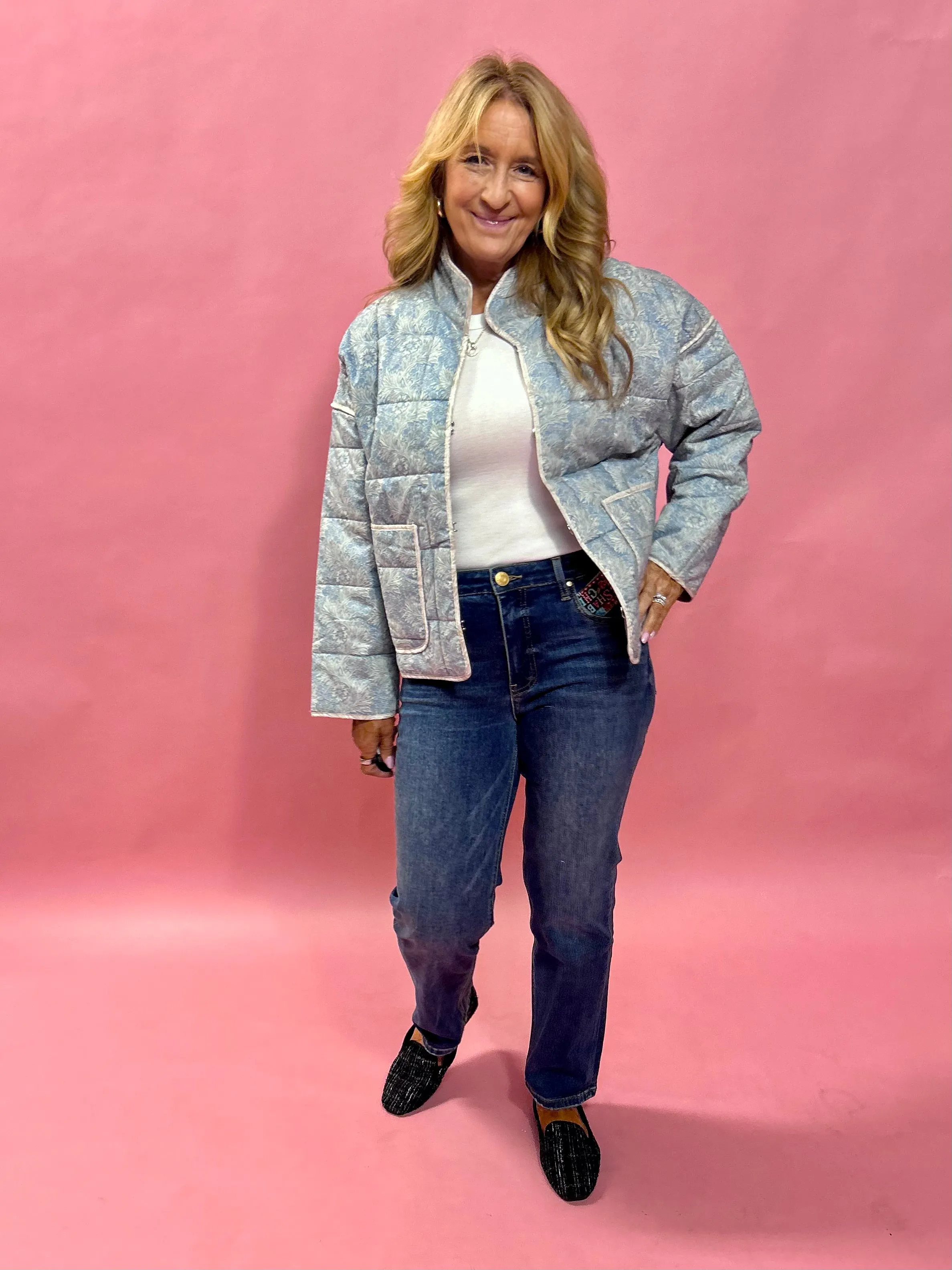 Chloe Quilted Jacket in Blue