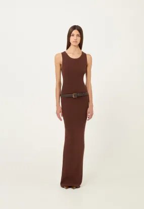 Knit Tank Maxi Dress in Brown