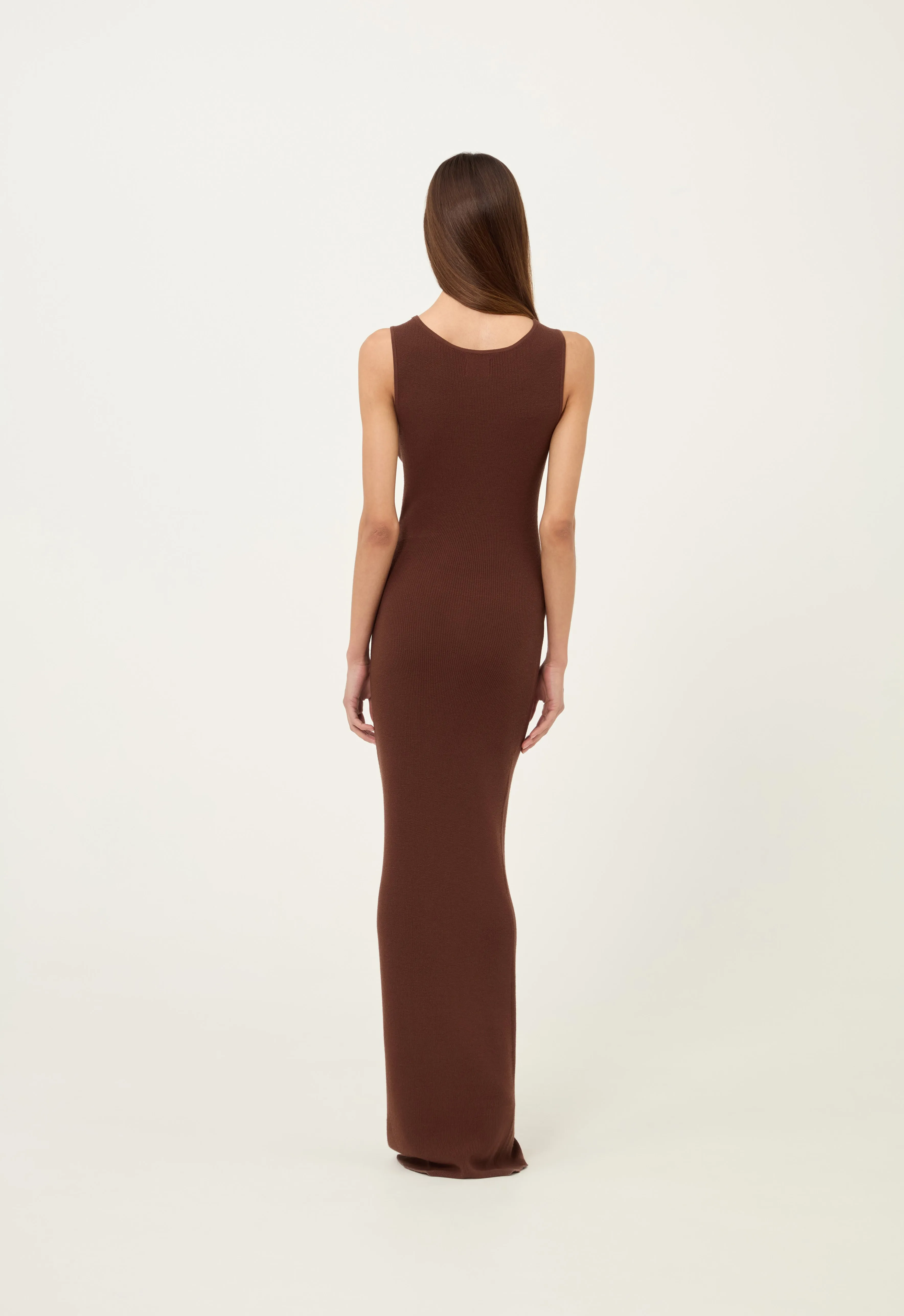 Knit Tank Maxi Dress in Brown