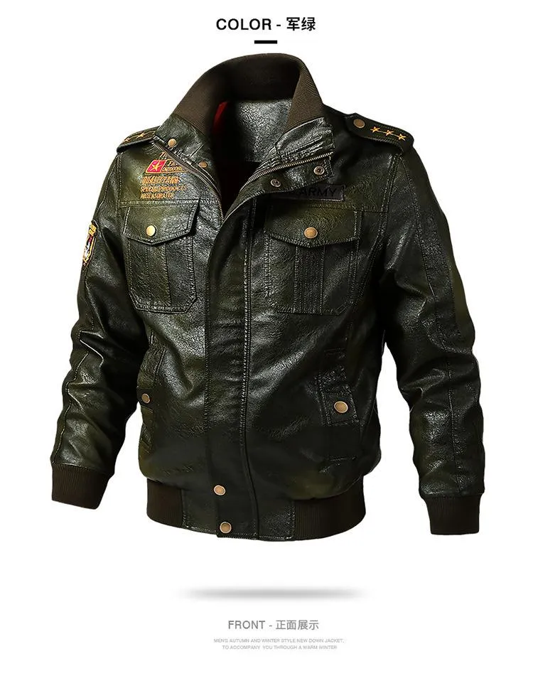 Men's Loose Multi-pocket Leather Jacket 69223638YM