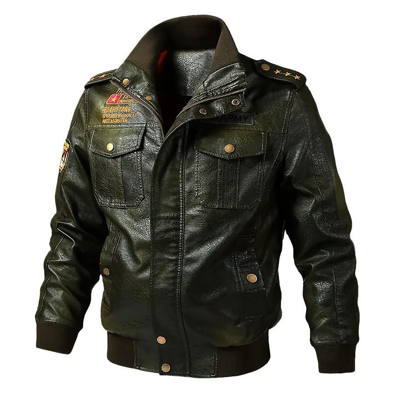 Men's Loose Multi-pocket Leather Jacket 69223638YM