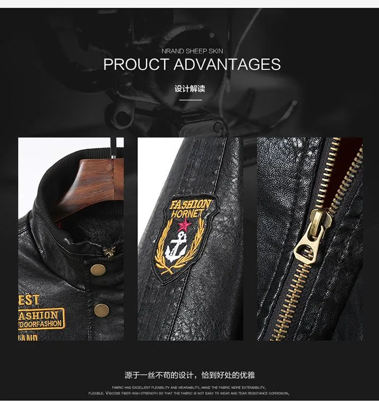 Men's Loose Multi-pocket Leather Jacket 69223638YM
