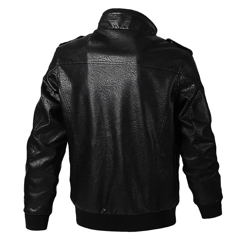 Men's Loose Multi-pocket Leather Jacket 69223638YM