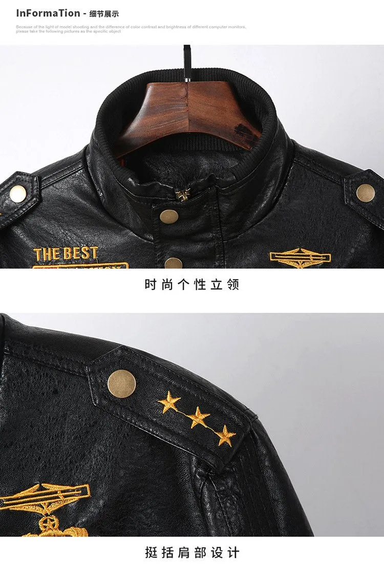 Men's Loose Multi-pocket Leather Jacket 69223638YM