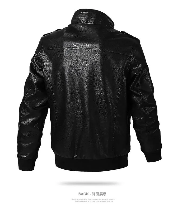Men's Loose Multi-pocket Leather Jacket 69223638YM