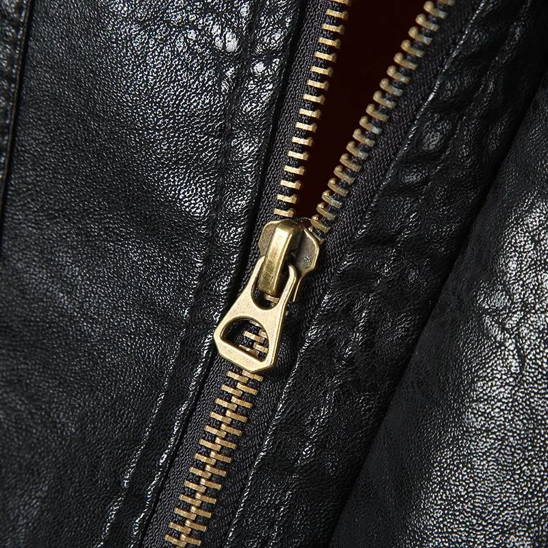 Men's Loose Multi-pocket Leather Jacket 69223638YM
