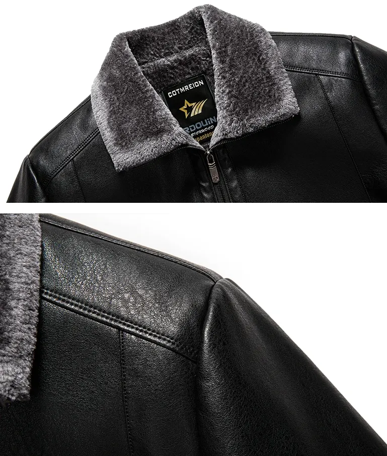 Men's Natural Leather Thickened Fur Integrated Jacket