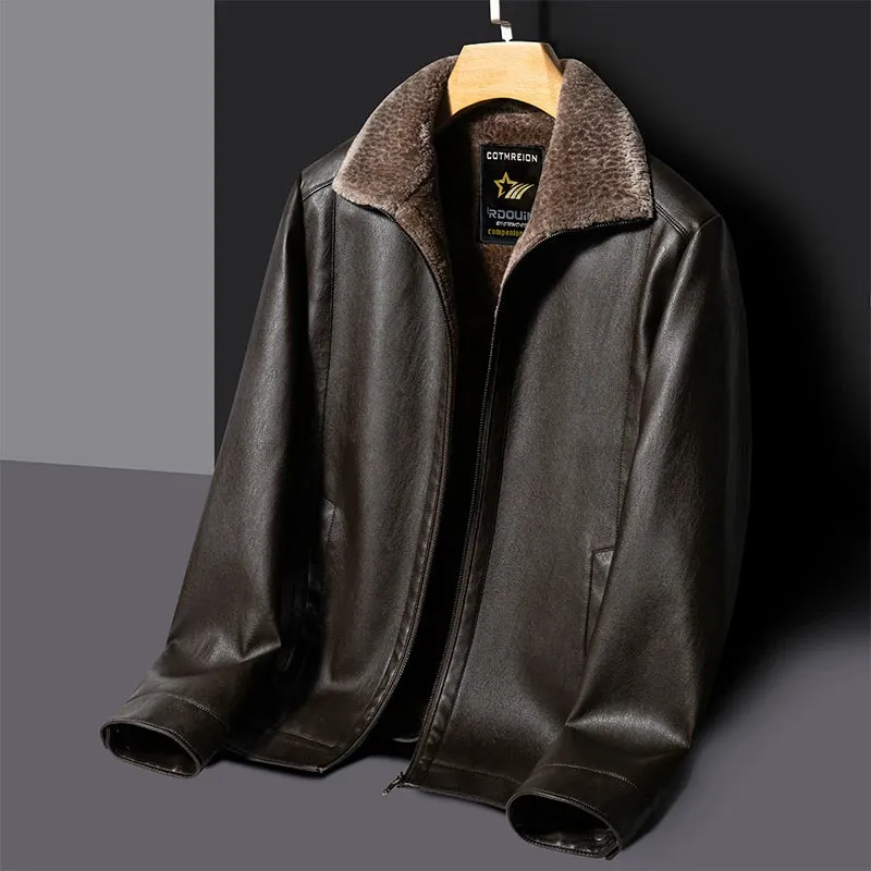 Men's Natural Leather Thickened Fur Integrated Jacket