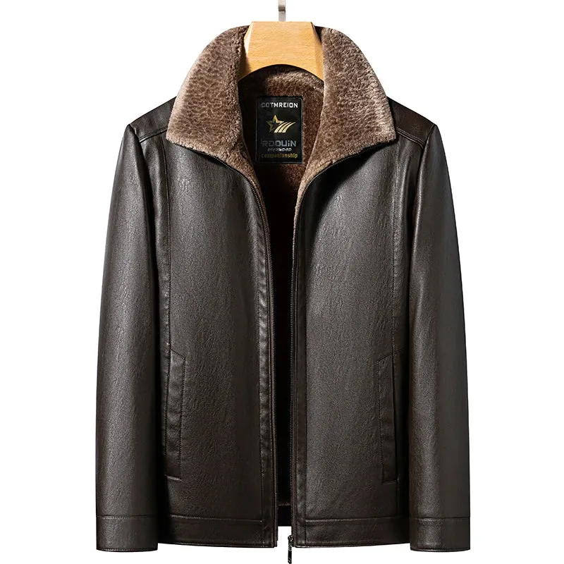 Men's Natural Leather Thickened Fur Integrated Jacket