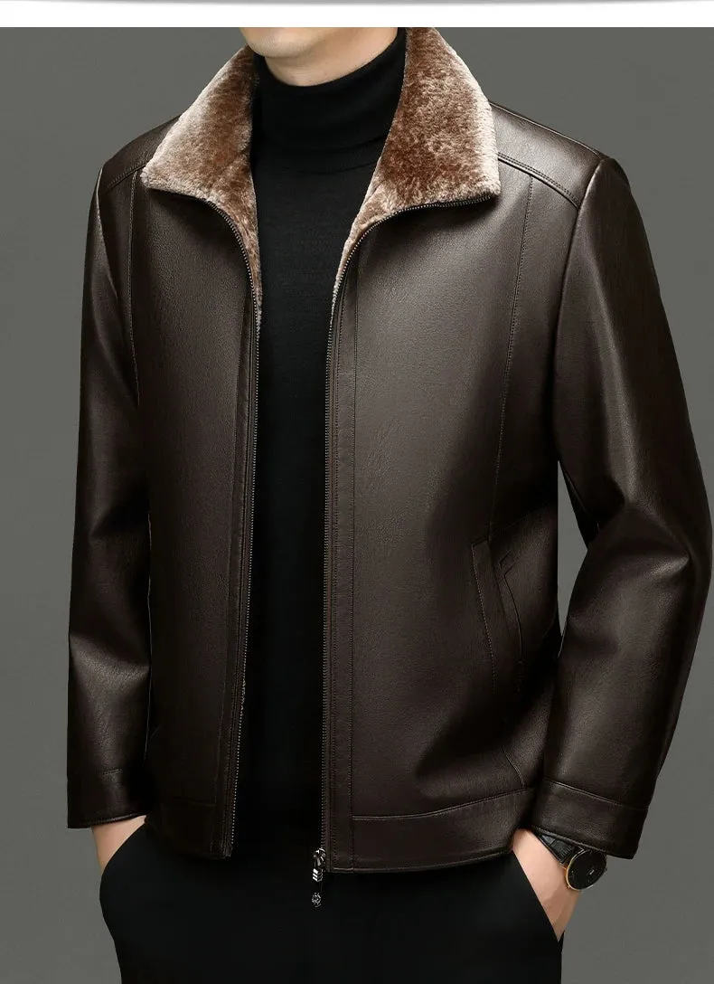 Men's Natural Leather Thickened Fur Integrated Jacket