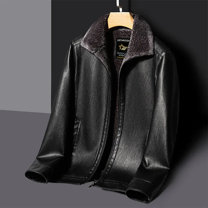 Men's Natural Leather Thickened Fur Integrated Jacket