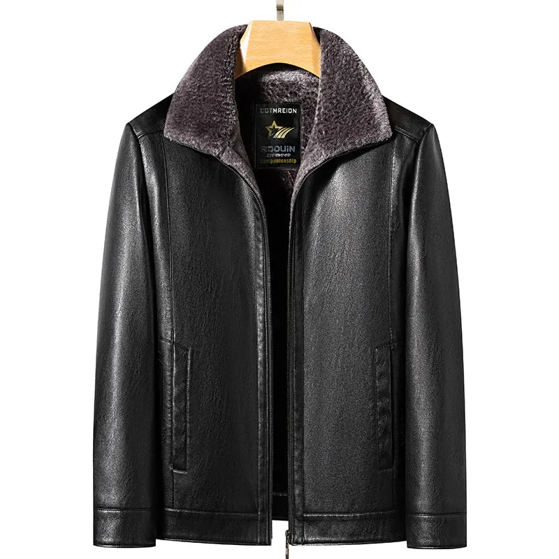 Men's Natural Leather Thickened Fur Integrated Jacket