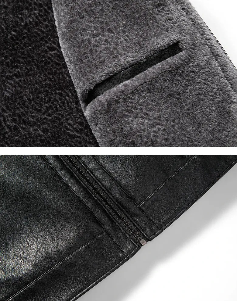 Men's Natural Leather Thickened Fur Integrated Jacket