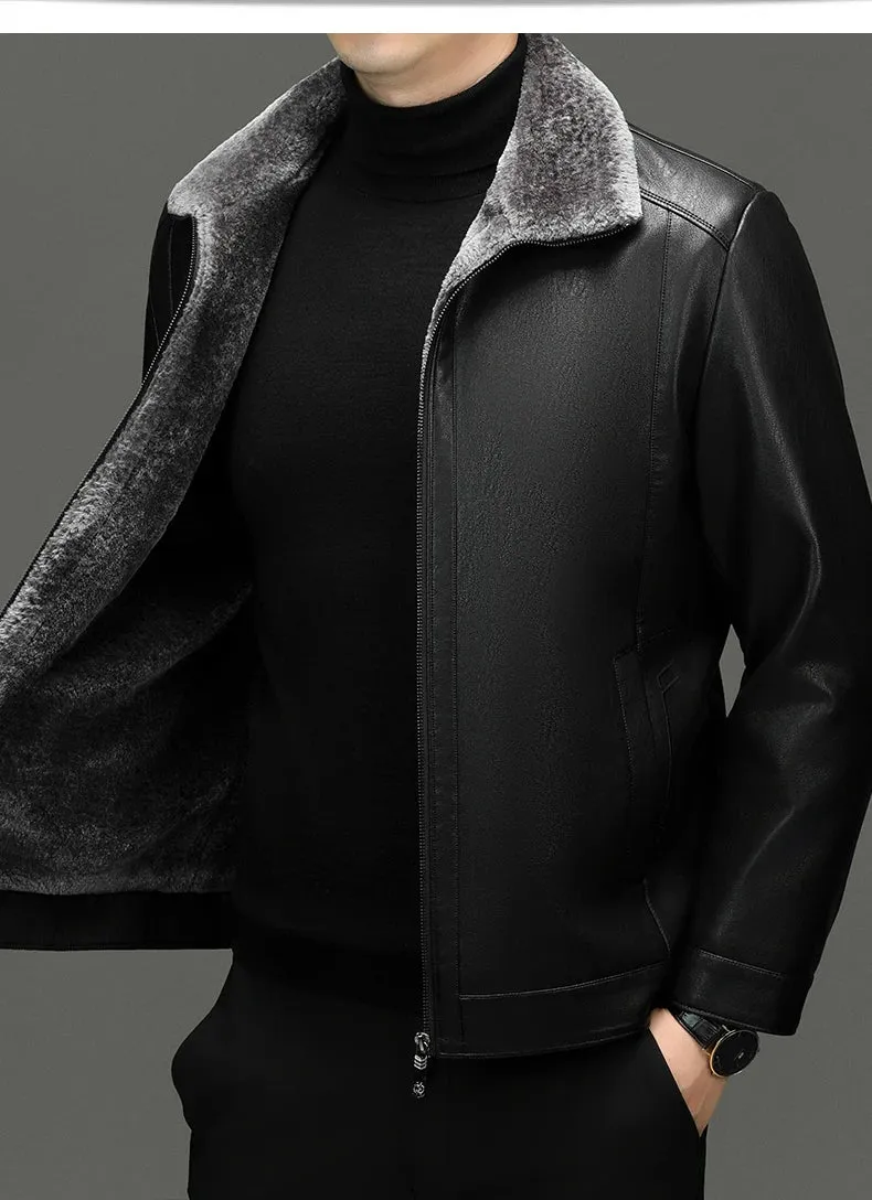 Men's Natural Leather Thickened Fur Integrated Jacket
