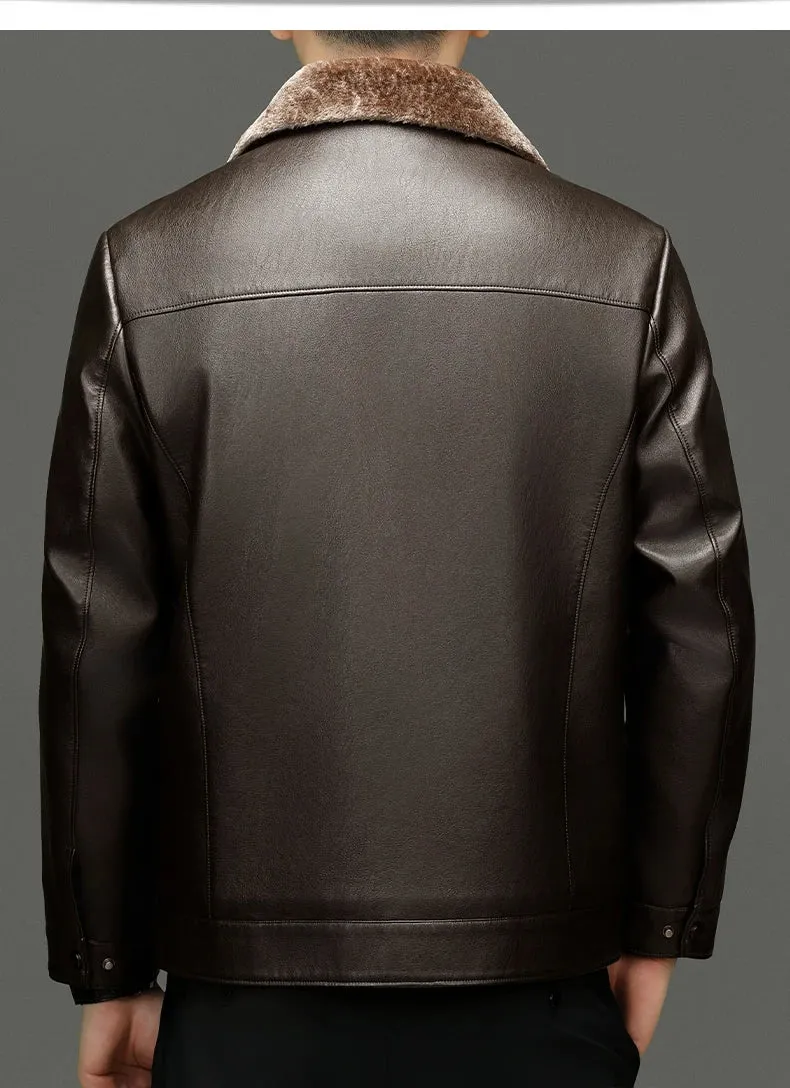 Men's Natural Leather Thickened Fur Integrated Jacket