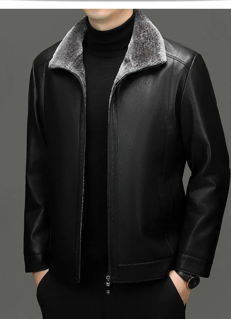 Men's Natural Leather Thickened Fur Integrated Jacket