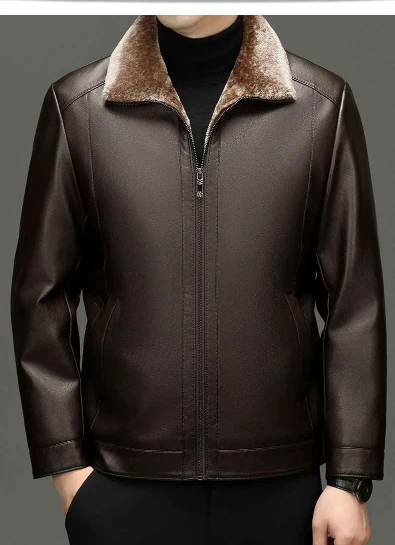Men's Natural Leather Thickened Fur Integrated Jacket