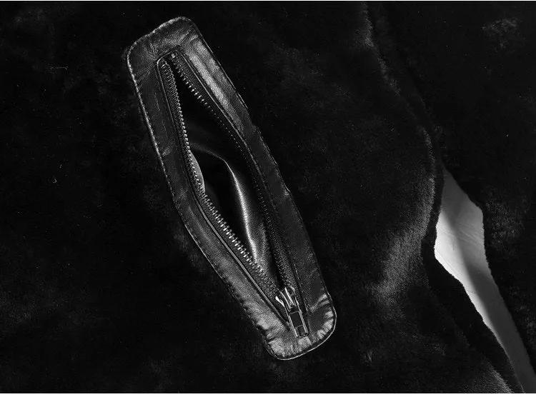 Men's Winter Warm Lamb's-Wool Genuine Leather Slim Jacket