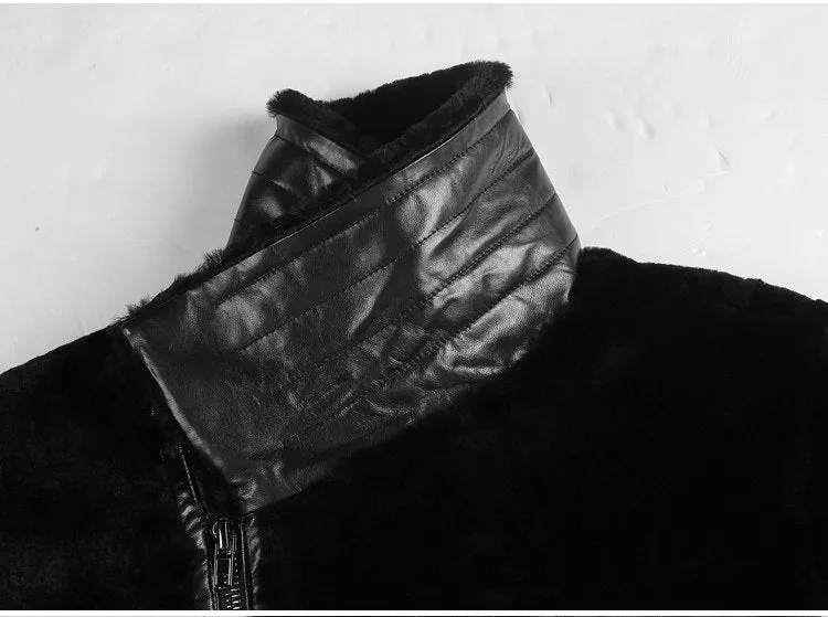 Men's Winter Warm Lamb's-Wool Genuine Leather Slim Jacket
