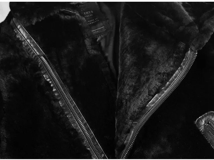 Men's Winter Warm Lamb's-Wool Genuine Leather Slim Jacket