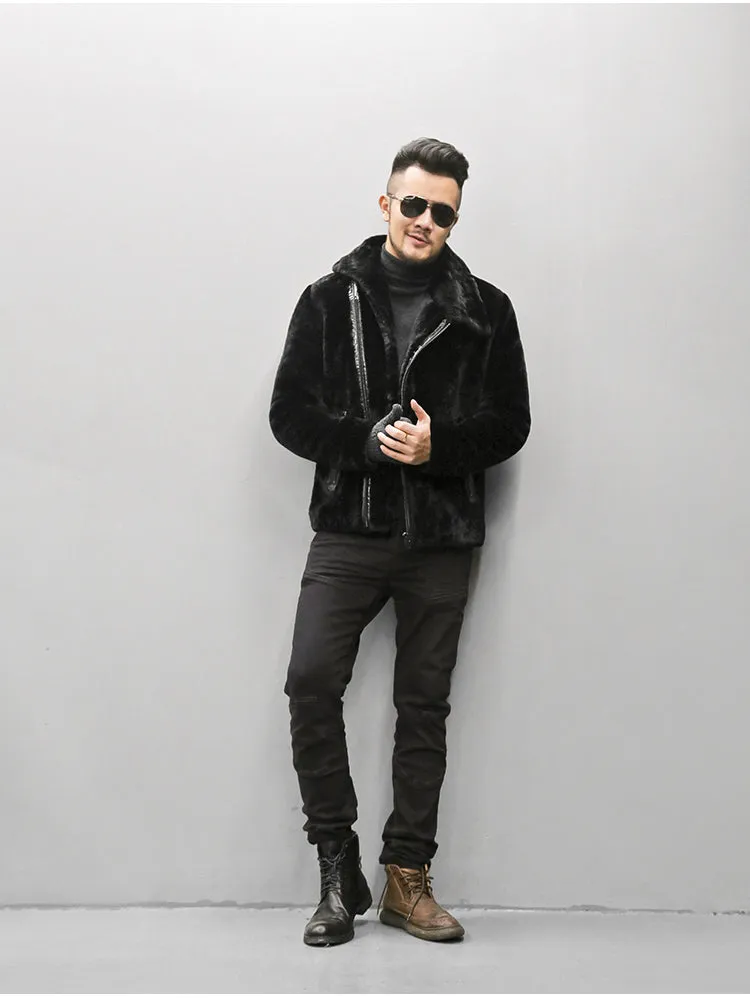 Men's Winter Warm Lamb's-Wool Genuine Leather Slim Jacket